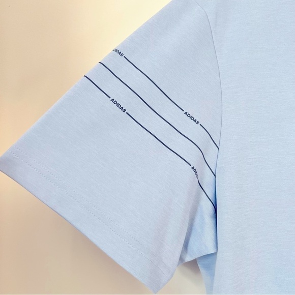 Adidas Men's Athleisure Light Blue Line Design 3 Button Polo Shirt XL - Picture 6 of 11
